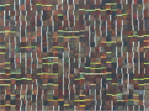 Composition in 4 parts, 4 colours and earth tones