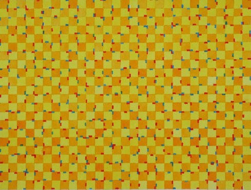 Composition in red and blue in twelve positions on two yellows